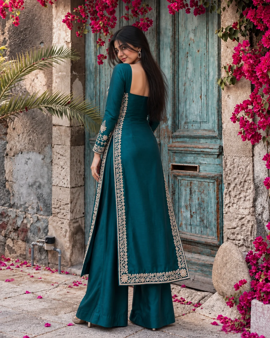 Teal Anarkali • Angle 2